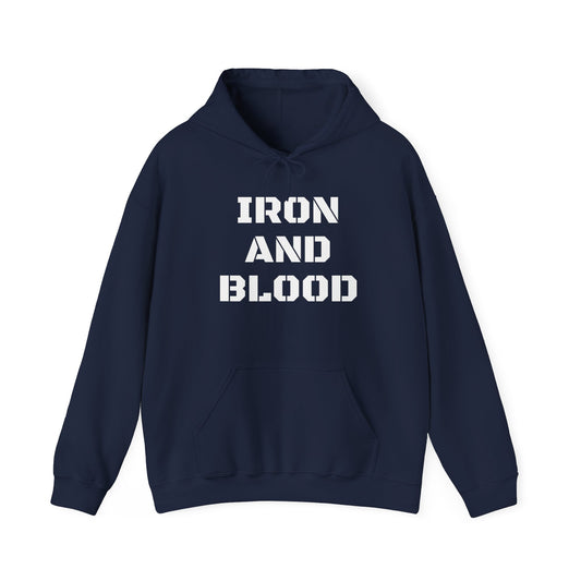 Men's Hooded Sweatshirt Iron & Blood Stencil