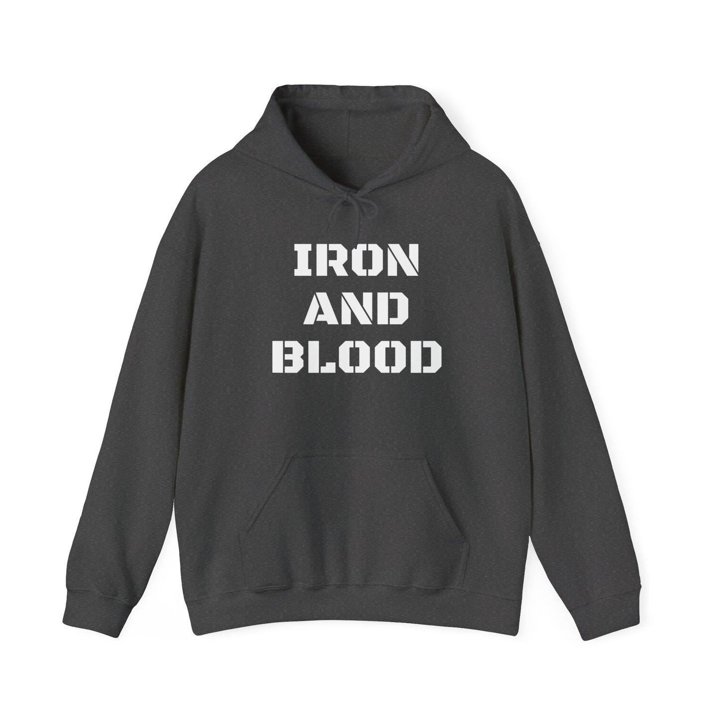 Men's Hooded Sweatshirt Iron & Blood Stencil