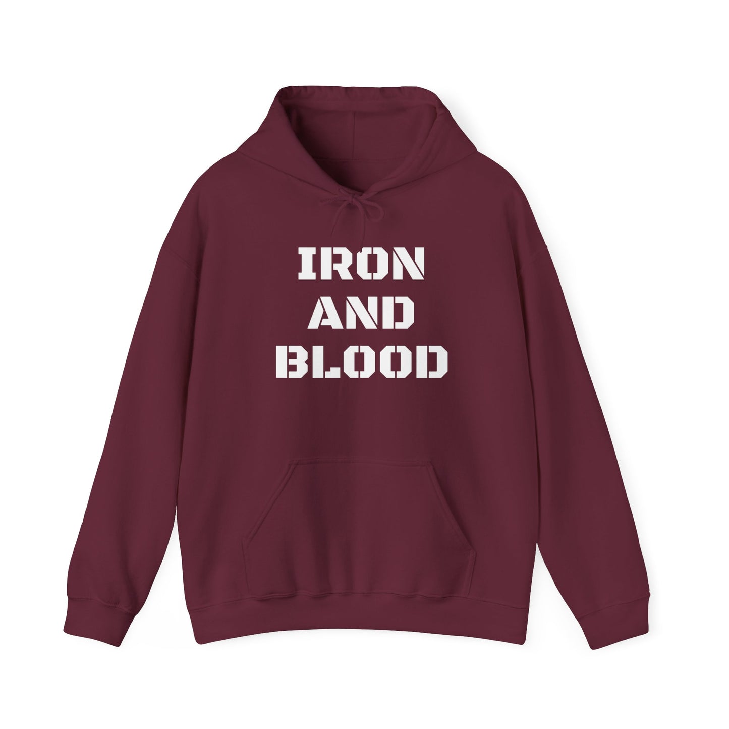 Men's Hooded Sweatshirt Iron & Blood Stencil